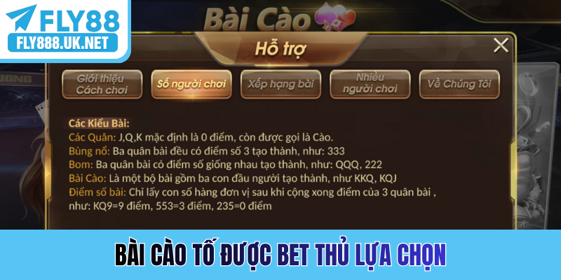 Bài cào tố được bet thủ lựa chọn