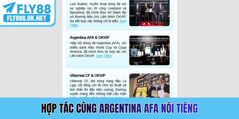 Hợp tác cùng Argentina AFA nổi tiếng