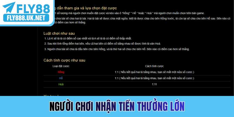 Người chơi nhận tiền thưởng lớn