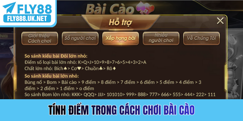 Tính điểm trong cách chơi bài cào